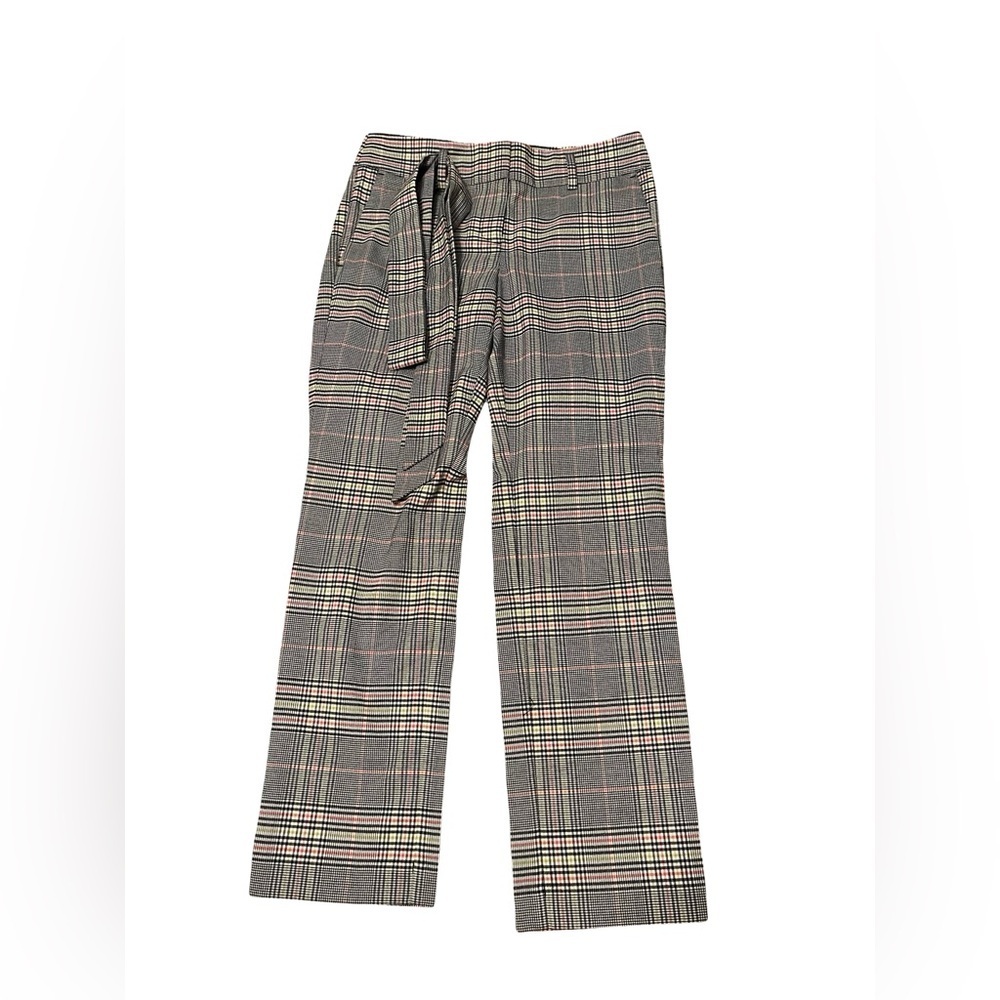 Loft Outlet Plaid Pants women size 0 Straight Belted Multicolor career preppy